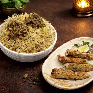 Chicken Biryani [Full] with Chicken Seekh Kabab [4 Pieces, Serves 2]